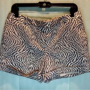 Talbots High-Waist Jacquard weave Zebra Print Metallic Shorts - Black & Cream